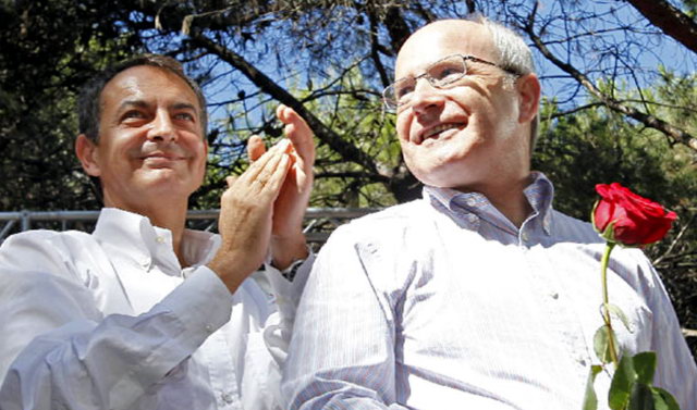 Jos� Luis Rodr�guez Zapatero (Presidente espa�ol) y Jos� Montilla (Presidente catal�n) en la Fiesta de la Rosa del PSC celebrada en la pineda de Gav� Mar (19 de Septiembre de 2010)